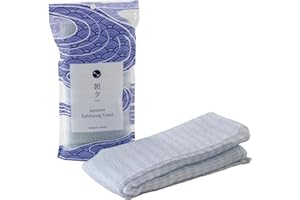Asayu Japan Serviette Exfoliante pour Tous Types de Peau, Gant de Douche Doux et Résistant, Micro-Mousse, Exfoliation Profonde, Séchage Rapide, Fabriqué au Japon