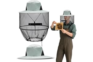 UICCVOKK Moskitonetz Kopf, Mückenhut, Hut mit Moskitonetz, Anti-Mücke Biene Bug Insekt Fly Maske Kappe Hut, Imkerhut für Outdoor-Enthusiasten, Landwirtschaft, Jagd, Wandern und Gartenarbeit (Grau)