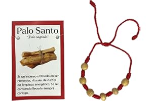 HOSTENATURA Bransoletka 7 węzłów z Palo Santo 6 kulek - Oczyszczanie i ochrona, Normal, Lina i drewno Palo Santo, Bez kamieni szlachetnych