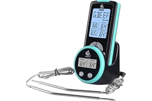 AIMILAR Wireless Meat Thermometer for Cooking - Dual Probe Remote Digital Food Thermometer Magnetic for Grilling and Smoking with Timer Alarm for Kithen Oven