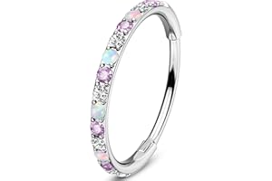 OUFER 20G Clicker Nasenpiercing Chirurgenstahl 316L Nasenring Transparente Violett/Schwarz CZ und Opal Helix Piercing Nose Hoop Knorpel Ohrpiercing für Frauen 6/7/8 mm