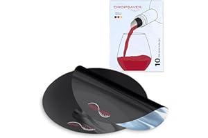 DROPSAVER® Versatore per Vino | Ausilio Antigoccia per Vino e Spumante | Riutilizzabile in Pellicola Pet | Nero | Set 10 Pezzi, Made in Germany
