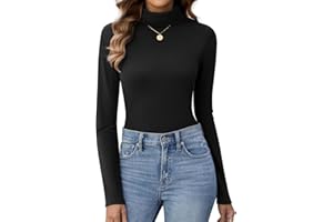 Niwicee Womens Turtle Neck Tops Long Sleeve Polo Neck Jumpers Thermal Tops Base Layer Shirt Ladies Thermal Underwear Warm Soft Slim Fit Pullover