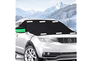 Mineup Osłona przedniej szyby samochodowej, magnetyczna, składana osłona przed mrozem, ochrona przed mrozem, na przednią szybę samochodu, ochrona przed lodem, mrozem, kurzem, śniegiem (265 x 117 cm)