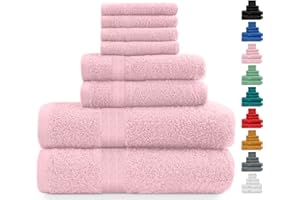 Midland Bedding 8 Piece Bale Towel Set, Cotton Towels Set - 4 Wash Cloths/Face Towels, 2 Bath Towels and 2 Hand Towels for Bathroom. 400 GSM Thread Count (Blush)