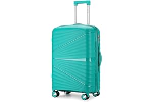 Aerostar 24” Medium Lightweight PP Hard Suitcase 4 Silent Spinner Wheels Check-in Luggage Integrated TSA Combination Lock for 15 to 20kg (Aqua Blue, 75 Litre)