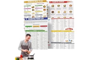 ZCRPRN Diabetes Food List & Meal Planner, Diabetic Food Chart, 3Pcs Diabetes Food List Wall Charts, Meal Planner Book, 11.8x8.27in Low Carb Food List Printable for Blood Sugar Control, Counts Calories