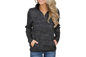 Magritta Women Jumpers Sweatshirt Long Sleeve Tops with Two Pockets Stand Collar 1/4 Zipper Jacket Sweatshirt