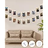 Fotowand für Zimmer Deko,kolpop Lichterkette mit Klammern für Fotos 5M 50LED Foto Lichterkette Batteriebetriebene Fotoclips L