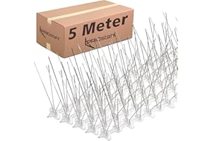 Taubenabwehr Vogelabwehr 5 Meter 5 - reihig EDELSTAHL A2 Taubenspikes UV-Beständig & rostfrei für Balkon Dach Fenster oder Sichtschutz Spikes gegen Tauben oder Katzen Abwehr Vogelschutz Vogelschreck