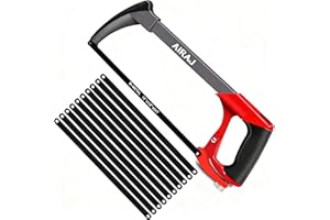 AIRAJ Scie à Métaux 300 mm, Lame à Double Angle de Coupe 45°/90°, Inclut 10 Lames, Scie à Métaux Multifonction Lourde pour PVC, Tuyaux Métalliques, Coupe de Bois