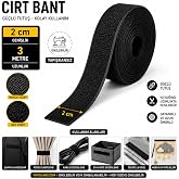 PAŞATEKS Siyah Cırt Bant 2 Cm x 3 Metre &ndash; Yapışkansız Velcro Bant &ndash; Dikilebilir Kanca Hav Bant Seti