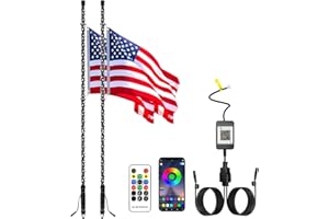 DEISIR 2 Pack 4FT Whip Lights, LED Whip Light with App & Remote Control, Spiral RGB Chasing Lighted Antenna Whips, Whip Light for UTV ATV RZR SXS Can-Am Dune Buggy Offroad Truck (4FT)