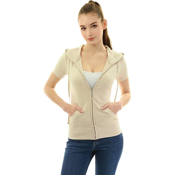 womens short sleeve zip up