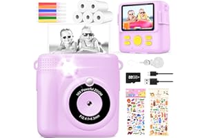 YIKANWEN Appareil photo numérique pour enfant - Impression instantanée - 1080P - Noir et blanc - Violet