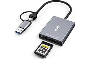 BENFEI Lettore di schede CFexpress tipo A con USB 3.2 (Gen 2) 10 Gbit/s, adattatore 2-in-1 USB-C&USB-A CFexpress tipo A, compatibile con Windows/Mac/Linux/Android