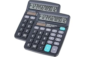 Diompirux 2 Stücke Standard Tischrechner 12-stelliger, Taschenrechner Klein mit großem Display und Sensitive Taste, Dual-Power (Solar und Batterie), Kompakt Taschenrechner für Schule, Büro