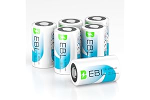EBL 3V CR2 Battery Lithium 6-Pack, 1000mAh High Capacity, Long-Lasting Power for Photo Flash and Flashlights, Range Finders, Ring Sensor (Non-Rechargeable)