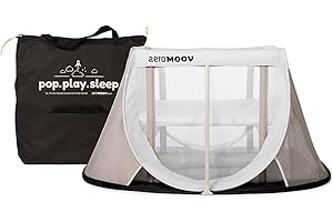 AEROMOOV Lettino di Viaggio Instant - Permette al tuo bambino di riposare comodamente ovunque tu sia - Leggero e compatto - (Bianco/Sabbia)