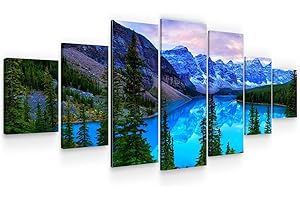 Startonight Grand Format Art Encadré Paysages Montagne Bleue, Impression De Photos Sur Toile XXL Imprimée Tableau Motif Moderne Déco d'Art 7 pieces Tendu Sur Chassis 100 x 240 cm