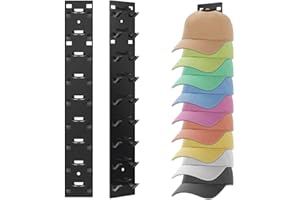MOXYOY 2 Pack Hat Organizer for Baseball Caps, Baseball Cap Holder Cap Rack Hat Hanger Holder to 18 Caps Storage Hat Rack for Wall, Bedroom, Door, Closet (Black)