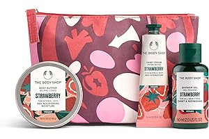 The Body Shop Strawberry Little Christmas Gift Set (Shower Gel 60ml + Body Butter 50ml + Hand Cream 30ml), Fruity Festive Trio with Juicy Strawberry Extract, Refreshing & Nourishing Body Care, Vegan