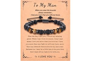 KORAS Gifts for Men Boys, Boyfriend Husband Bracelet Tiger Eye Bracelet for Dad Grandad Son Uncle Brother, Beads Bracelet Present for Birthday Fathers Day Christmas Valentines Day