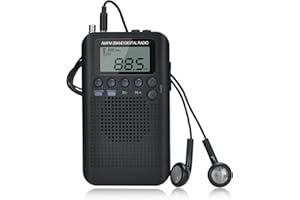 Songway Am/FM Pocket Radio Digital Relojes de Alarma Temporizador de sueño Altavoz Incorporado Radio portátil pequeña con Auricular para Actividades al Aire Libre, Correr, IR de excursión, Viajar