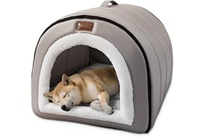 ALLSOPETS Cama Cueva para Perros, Cama Auto-Calefactable 2-en-1 Plegable para Gatos y Perros Pequeños y Medianos, Casa Iglú para Gatos Tienda Mascotas con Techo y Asas (Gris Niebla, XXL)
