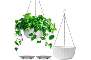 T4U Wiszący kosz na rośliny, do użytku wewnątrz i na rośliny, doniczki na rośliny z otworem drenażowym, doniczka na rośliny wiszące, 2 sztuki, wisząca doniczka na kwiaty 2 szt