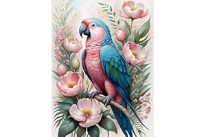 DOMROM Diamond Painting Kits for Adults, Parrot Diamond Art Kits 5D DIY Bird Diamond Painting for Beginner, Diamond Art Painting Full Round Drill Art and Crafts for Gift Home Wall Decor 30x40cm