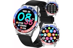 TAYSHILEY Men's Smartwatch 1.43" AMOLED Display Sports Fitness Tracker Answer&Make Calls, Heart Rate Sleep Monitor IP67 Waterproof Smart Watch for Men, Pedometer, Support Android & iOS (Red blue)