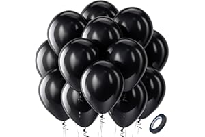 KELFARA Ballon Noir Ballons de Baudruche - 100 Pièces 12 Pouces Ballon Helium Gonflables Anniversaire Noirs en Latex pour Mariage Carnaval Graduation Retraite Décorations de Fête à Thème Noir Baby Shower
