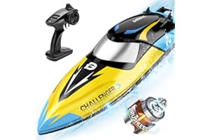 DEERC Bateau RC Brushless, bateaux télécommandés rapides de plus de 30 MPH avec fonction d'alarme de batterie faible et ne chavire jamais, bateau de course 2.4GHz,jouet de bateau pour adulte et enfant