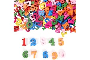 EULAPGOE 200 Pezzi Alfabeto Numeri in Legno, Lettere Maiuscole in Legno, Lettere e Numeri in Legno, Colorato, with Storage Tray in Legno, per Artigianato, Artistico