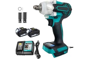 MAENGRE 18V Impact Driver Cordless Brushless Li-ion 1/4" Hex & 1/2" Square Impact Wrench with 2 x 5.0Ah BL1850 Battery & DC18RC Charger Compatible with Makita