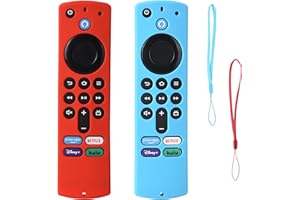 Firestick-Fernbedienungshülle BHHB Fernbedienungsabdeckung Silikon Kompatibel mit Fire Stick TV Alexa Sprach-Fernbedienung (3rd Gen) 2021 mit Umhängeband - 2 Pack (Blau&Rot)