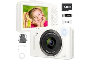 BEMKIA Digital Camera, 4K 48MP Digital Cameras with 64GB Card/16X Digital Zoom/2.8" Large Screen, Autofocus Compact Camera for Teens, Kids, Beginners