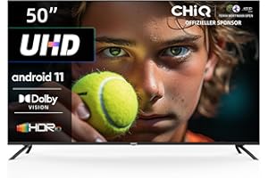CHIQ 50 Zoll (127 cm) Fernseher,U50H7A,UHD Smart TV,Android 11,WiFi,Bluetooth,Play Store,Dolby Vision, Google Assistant,Chromecast, Netflix,Triple Tuner(DVB-T2/S/S2/C),HDMI2.0, 4K, Schwarz