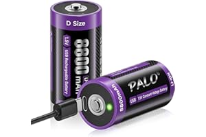 Mspalocell Baterie litowe USB-C D 8800 mAh LR20 Bateria 1,5 V z szybkim ładowaniem typu C Bateria z kablem ładującym, niskie samorozładowanie, z lampką ładowania, ponad 1500 cykli, 2 sztuki baterii D