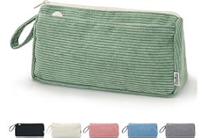 Boziee Federmäppchen Mäppchen Cord-Stoff Mädchen Teenager Stiftetasche Federtasche Pencil Case Schulmäppchen für Schule | Büro (Grün)