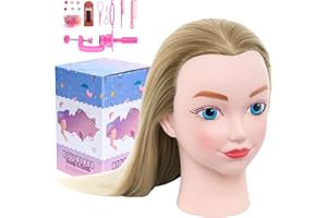 NEVERLAND BEAUTY & HEALTH Neverland Cabeza de peluquería de 20 pulgadas 100% de fibra sintética Cabeza de muñeca Maniquí Muñeca Peluqueria practicas Formación Muñeca de la Cosmetología con Soporte& DIY Hair Styling Tools