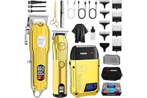 HIENA PRO Professional Hair Clipper Set，Full Hair Cutting Kit Hair Clippers and Trimmer for Men and Foil Shavers for Men Cordless Hair Clipper for Barber Kit with LED Display