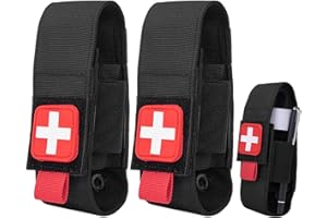 Dzmuero Funda torniquete, 2 Porta torniquete, Bolsa de torniquete, Bolsa para torniquete de exterior, bolsa para linterna, bolsa para tijeras, funda protectora multifuncional para torniquete (Negro)