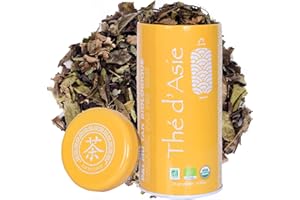 Khla - Tè bianco biologico Pai Mu Tan - Scatola di metallo da 25 g - Tè biologico pregiato e raro - Leggero, dolce e floreale - Foglie essiccate - Tè asiatico - Origine cinese - Tisane e infusi