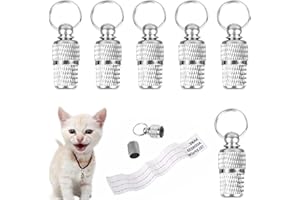 KNR HARMONY Adressanhänger für Katze und Hunde 6 Stück Halsbandanhänger mit Adressetiketten Adresskapsel Hundemarken