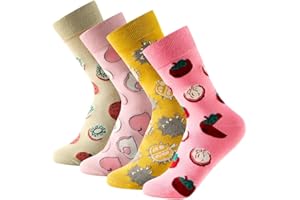 BALSETI Calcetines de Media Caña Estampados para Mujer y Niña. Pack de 6 Pares de Calcetines Divertidos y de Colores para Uso Diario. Talla Única 35-41. 85% Algodón.