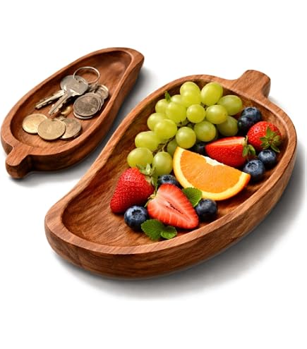 Confezione da 2 vassoi in legno di noce a forma di cuore, romantici, piatti decorativi in legno, piatti da portata per dessert, colazione, snack, caramelle, torte, decorazione da tavolo, San