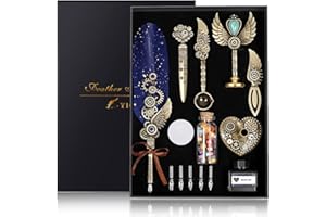 ‎YICMY YICMY Kalligraphie Set, Schreibfeder Kalligraphie Feder Vintage Federstift Tinte Set mit Siegelstempel Set, Feder Kalligraphie Stift für anfänger, Calligraphy Set für Briefpapier Geschenk