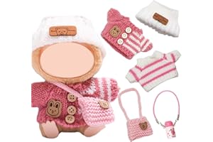 SAIER TBO 5Pcs Doll Clothes & Accessories for 17cm Dolls, Doll Outfits Set with Hat Sweater Backpack for Girls Kids Birthday Holiday Present（No Doll）